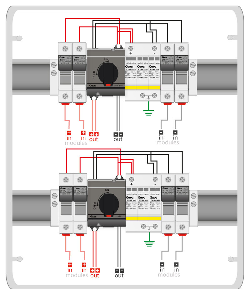 CAJA MOD.2STR.1000V 25A FUS15A 2MPPT SALIDAS INDIVIDUALES