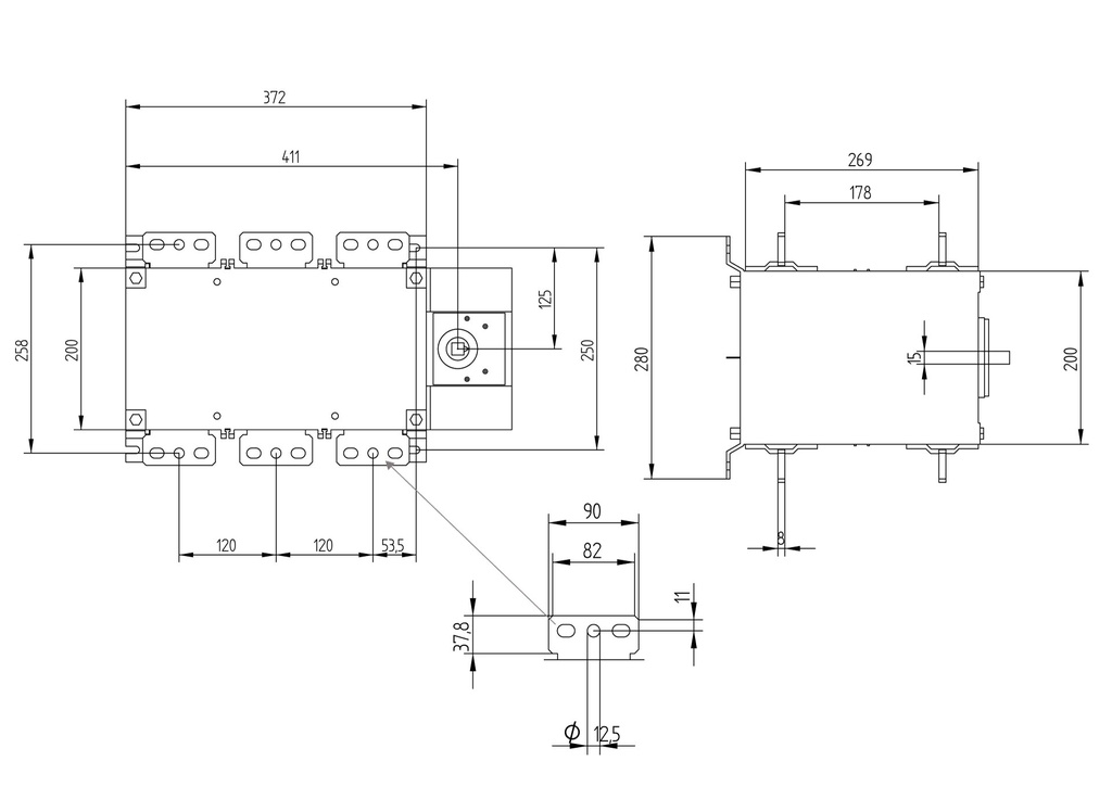 CONMUTADOR 3P x 1600A PLANO