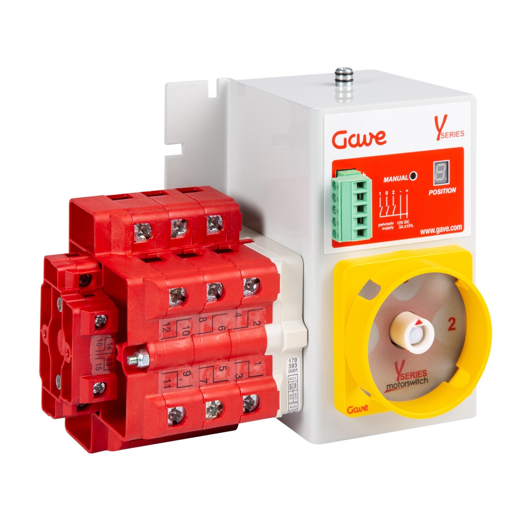 CONMUTADOR  MOTORIZADO ENTRADA SUPERIOR 1-0-2 3P 63A. 12V DC