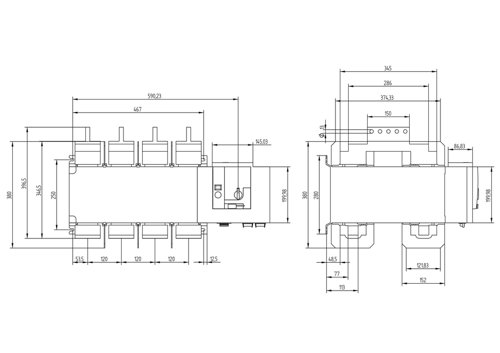 CONMUTADOR MOTORIZADO GAVE 4P  x 2000A