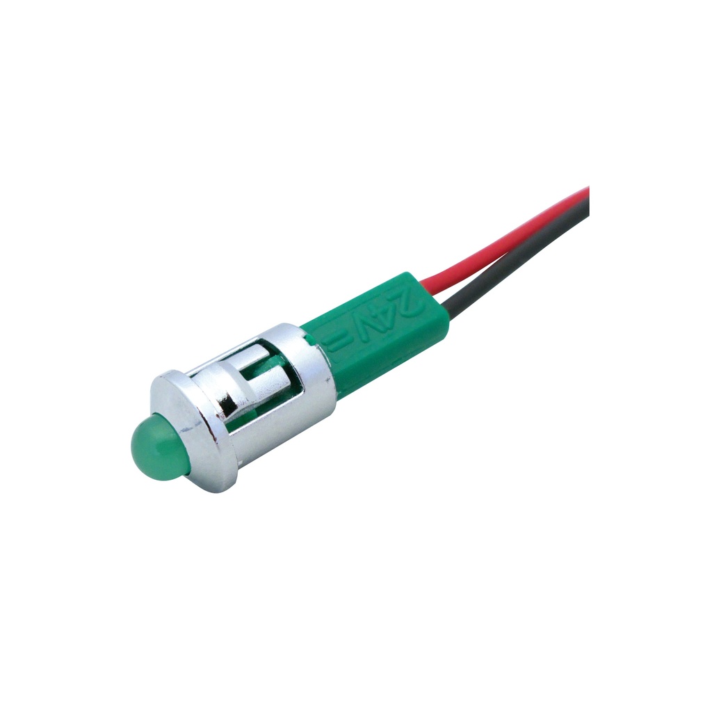 PILOTO CROMADO D.8MM 24V ALTA LUMINOSIDAD  AMBAR