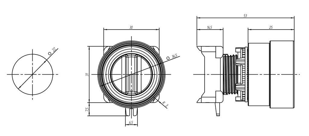 CABEZA SELECTOR NEGRO TRES POSICIONES CON RETORNO