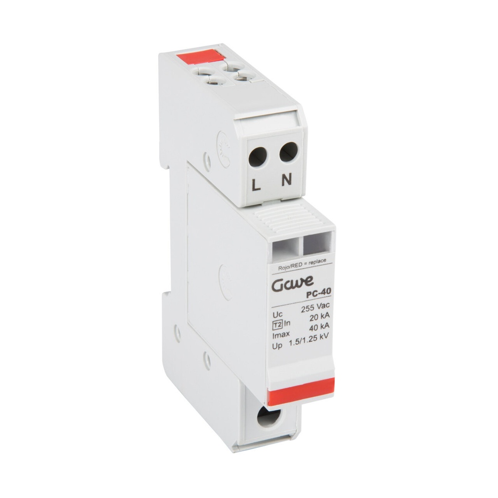 PROTECTOR SOBRETENSION ENCHUFABLE BIPOLAR 40KA COMPACTO 1 MODULO GAVE