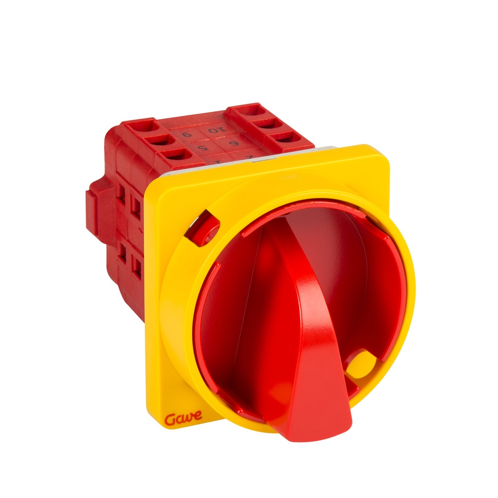INTERRUPTOR 4P.25A.D1 BLOQUEO CANDADO ROJO/AMARILLO + AUXILIAR 1NA+1NC 12A