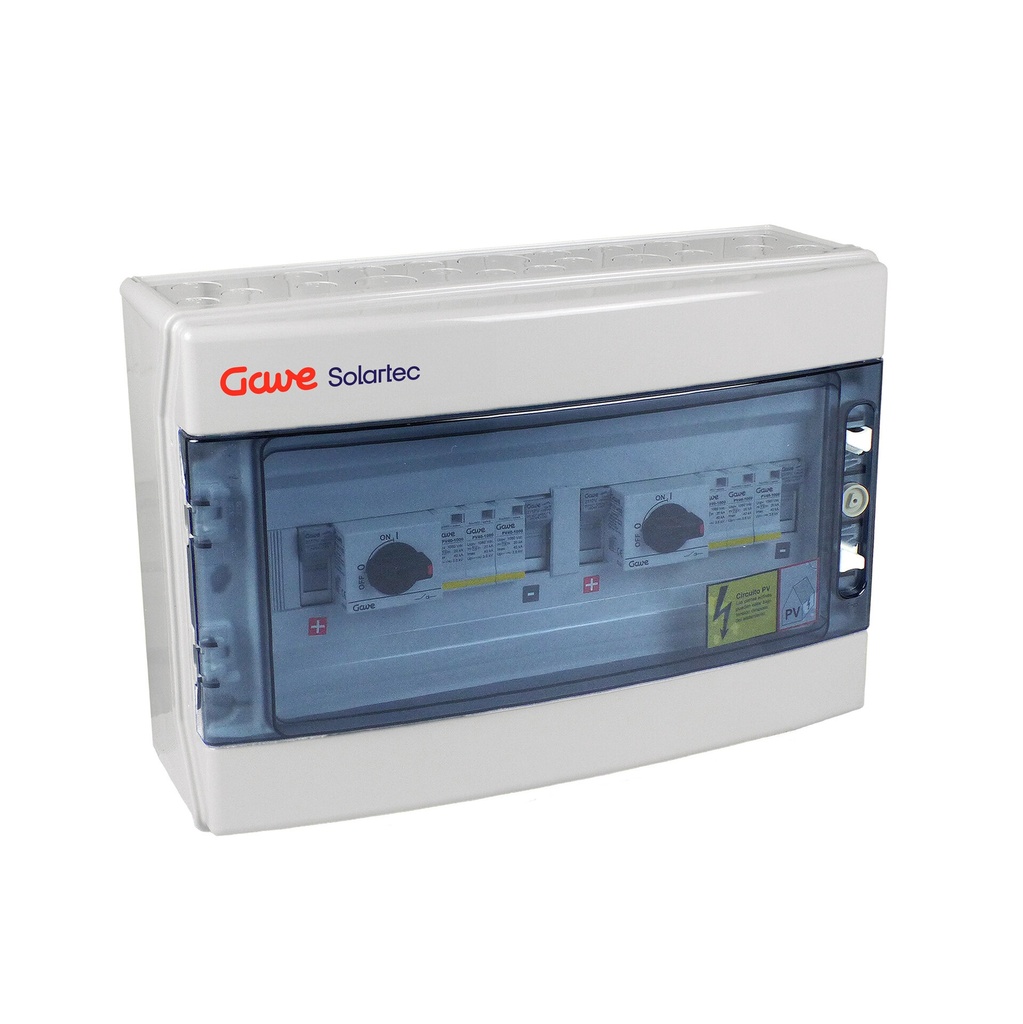 CAJA MODULAR CONEXION PV 1 STRING  FUSIBLE  20A + SECCIONADOR 25A + PROTECTOR SOBRETENSION II