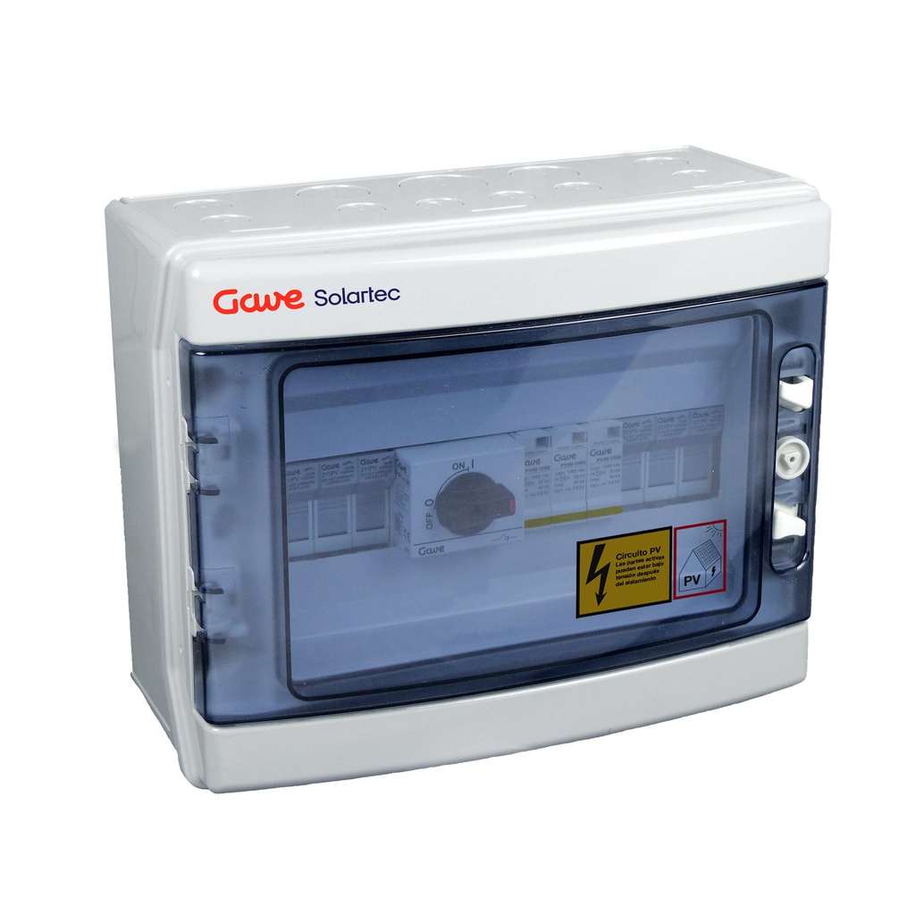 CAJA MODULAR GAVE CONEXION PV 3 STR. FUS. 15A + PROT.SOBRETENSION II