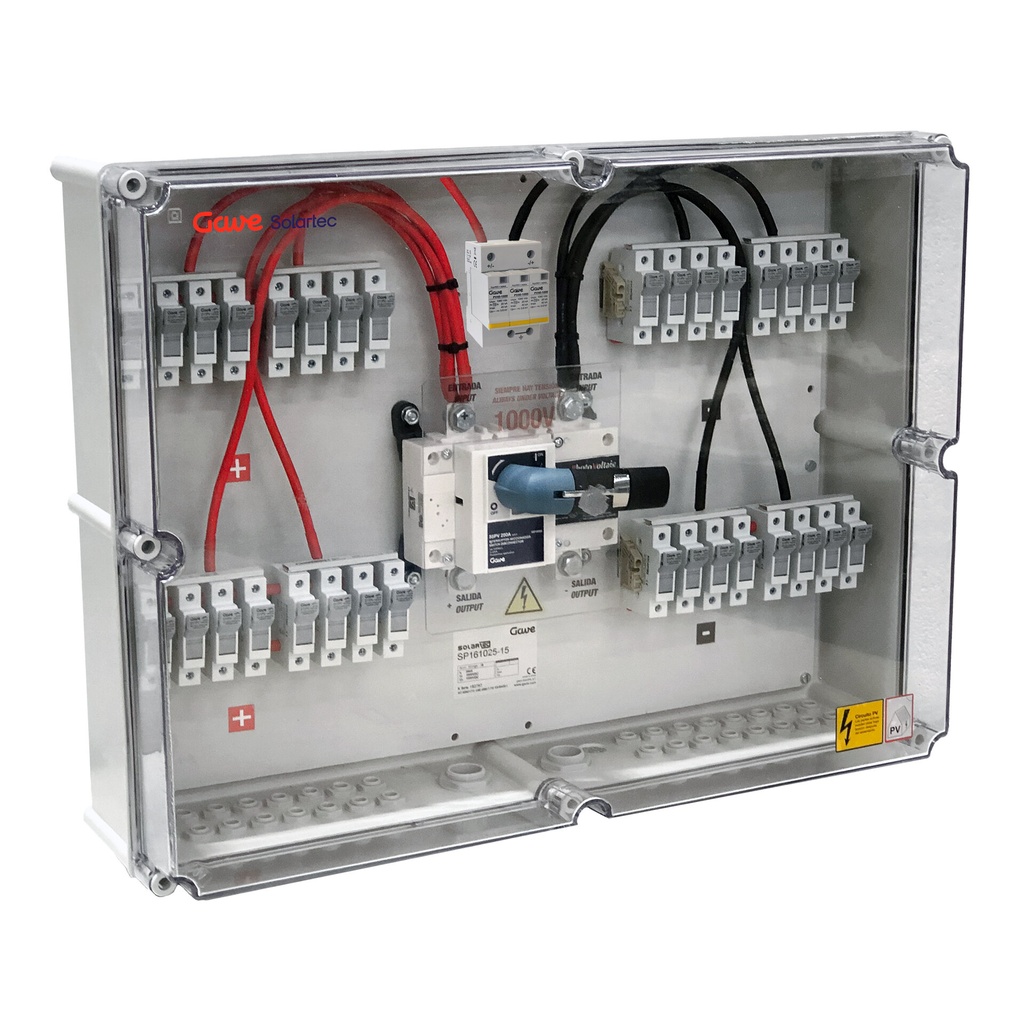 CAJA CONEXIÓN PV 12 STRINGS - FUS 15A -SECCIONADOR 250 + PROTECTOR SOBRETENSIONES