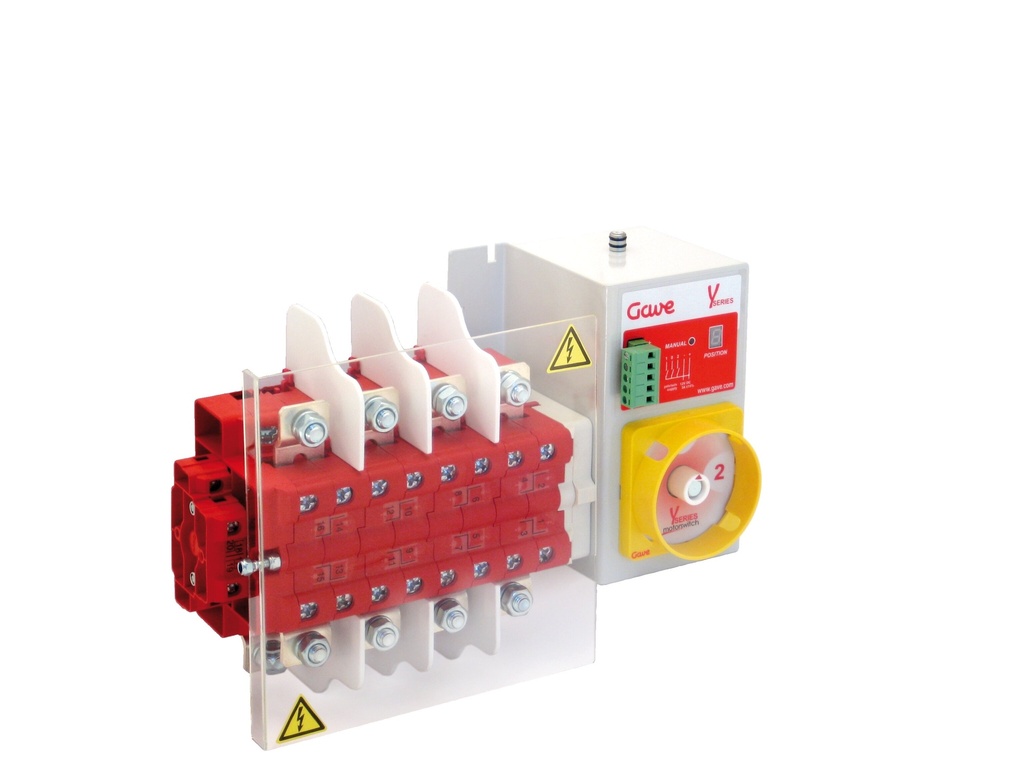 CONMUTADOR  MOTORIZADO ENTRADA SUPERIOR 1-0-2 4P 250A. 12V DC GAVE