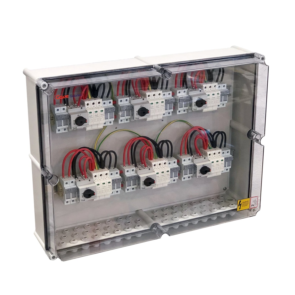 CAJA CONEXIÓN PV - 2 STRINGS x MPPT 1000V 25A FUS15A 6MPPT SALIDAS INDIVIDUALES